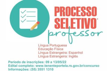 TENENTE PORTELA ABRE INSCRIÇÕES PARA CONTRATAÇÃO DE PROFESSORES