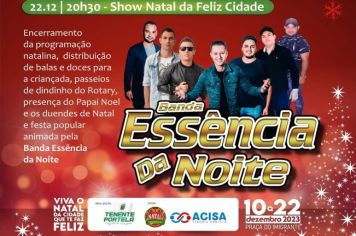 SHOW BAILE COM A BANDA ESSÊNCIA DA NOITE ENCERRA A PROGRAMAÇÃO DO NATAL DA FELIZ CIDADE