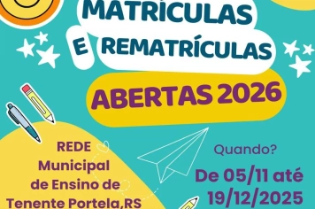 ATENÇÃO - MATRÍCULAS E REMATRÍCULAS NA REDE MUNICIPAL DE ENSINO PARA 2026