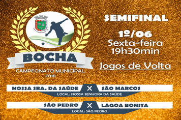 Sexta tem semifinal do Campeonato de Bocha