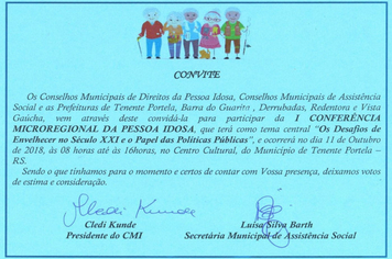 Participe da 1º Conferência Microregional da Pessoa Idosa