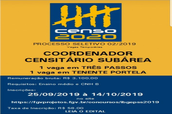 IBGE lança edital com oferta de 2,6 mil vagas e salários de até R$ 3,1 mil