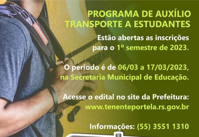 ÚLTIMOS DIAS PARA REQUERER O AUXÍLIO TRANSPORTE ESTUDANTE