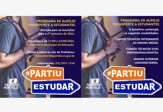 PARTIU ESTUDAR: PREFEITURA DE TENENTE PORTELA LANÇA EDITAL DE AUXÍLIO TRANSPORTE A ESTUDANTES PARA O SEGUNDO SEMESTRE DE 2023