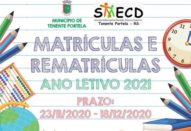 Publicado Edital de Matrículas e Rematrículas para o Ano Letivo de 2021