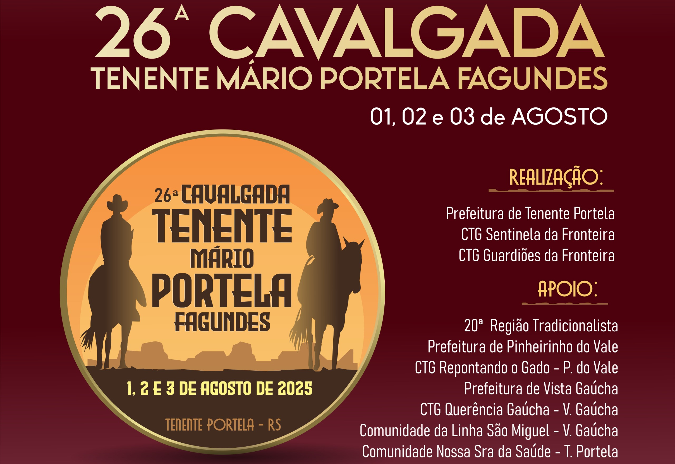 26ª CAVALGADA TENENTE MÁRIO PORTELA FAGUNDES ABRE OS FESTEJOS DE ANIVERSÁRIO DE TENENTE PORTELA