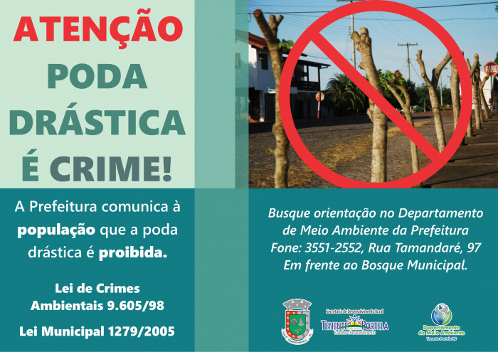 Município alerta sobre a poda drástica