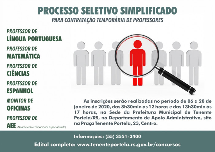 Prefeitura de Tenente Portela abrirá Processo Seletivo para professores