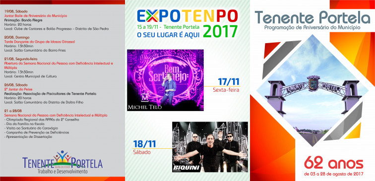 Programação intensa para os 62 anos de emancipação de Tenente Portela