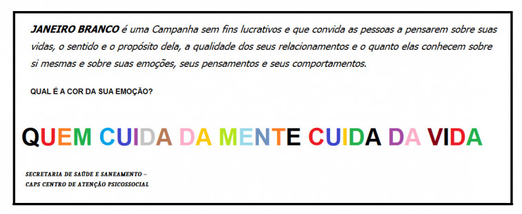 Secretaria de Saúde e Caps de Tenente Portela promove Campanha em alusão ao Janeiro Branco
