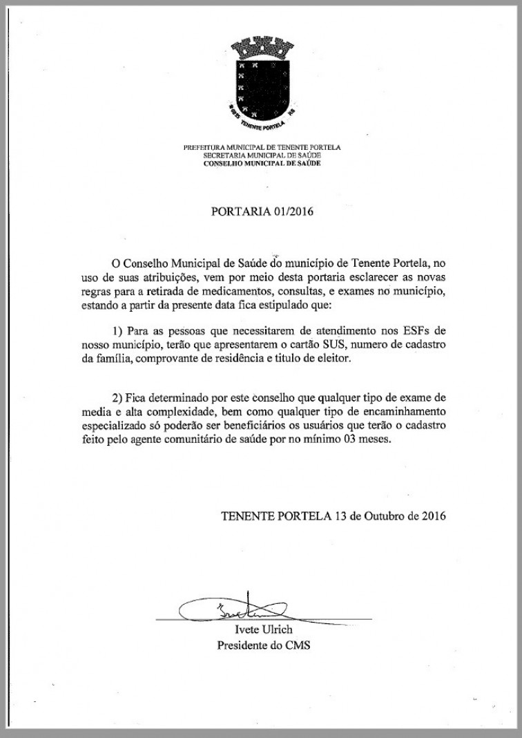 CONSELHO MUNICIPAL DE SAÚDE DIVULGA NOVAS REGRAS PARA RETIRADA DE MEDICAMENTOS, CONSULTAS E EXAMES.