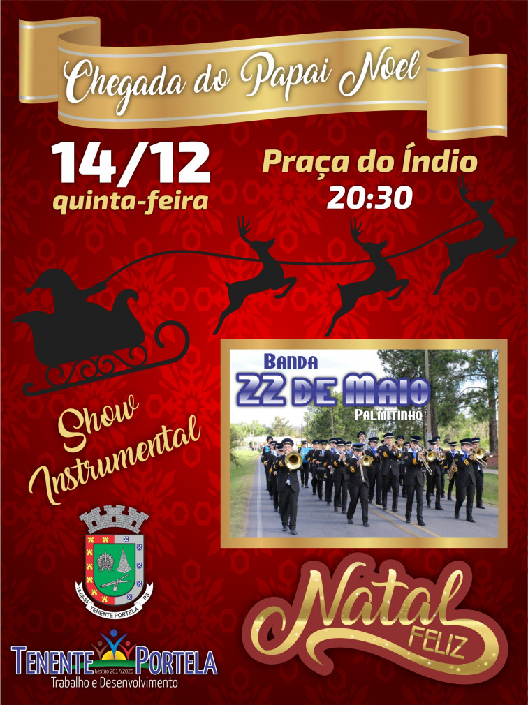 Chegada do Papai Noel é nesta quinta, dia 14