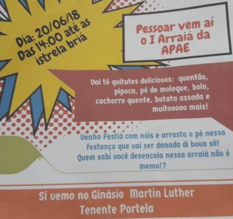 APAE PROMOVE  FESTA JUNINA NESTA QUARTA-FEIRA