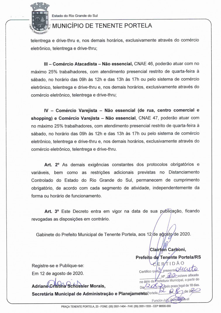 Decreto Municipal nº 302  Determina medidas de prevenção ao COVID-19 e dispõe sobre a bandeira vermelha