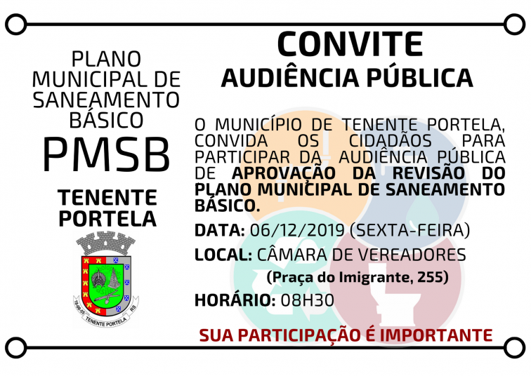 Município promove Audiência Pública para a aprovação da revisão do Plano Municipal de Saneamento Básico
