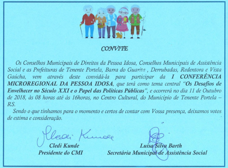 Participe da 1º Conferência Microregional da Pessoa Idosa