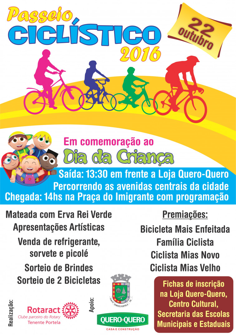 Passeio Ciclístico ocorre na tarde deste sábado