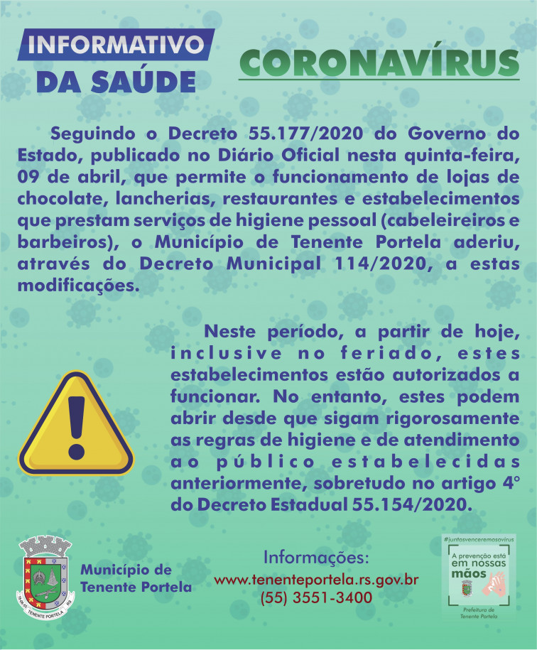 Governador do Estado autoriza abertura de lojas de chocolate, lancherias, restaurantes e cabeleireiros